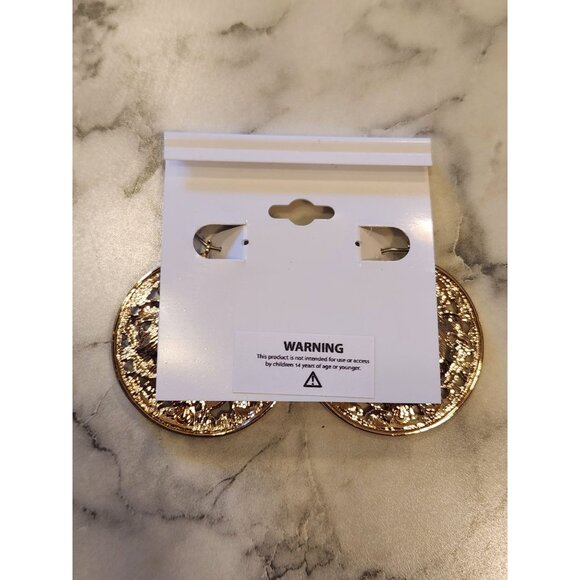 Gold-Tone Gloria Vanderbilt Hoop Earrings With Rhinestone Accents - Picture 3 of 5